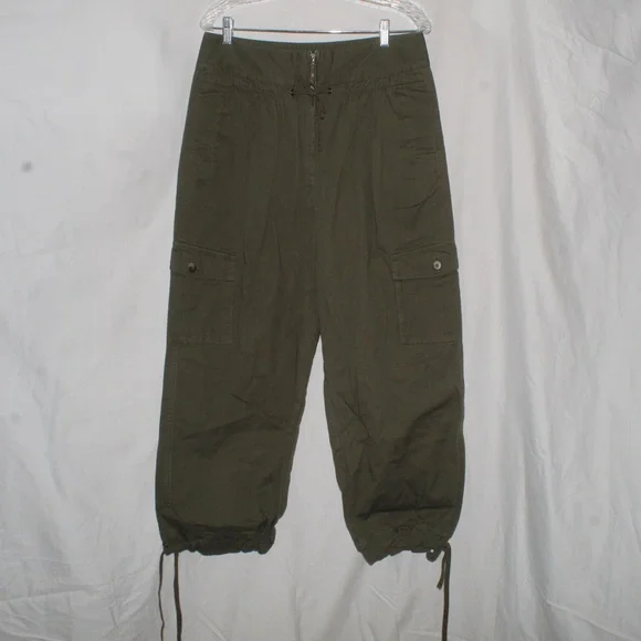 Venus Woman’s Olive Green Cargo Tie-Hem Utility Crop Pants — Size 14 - Picture 5 of 12